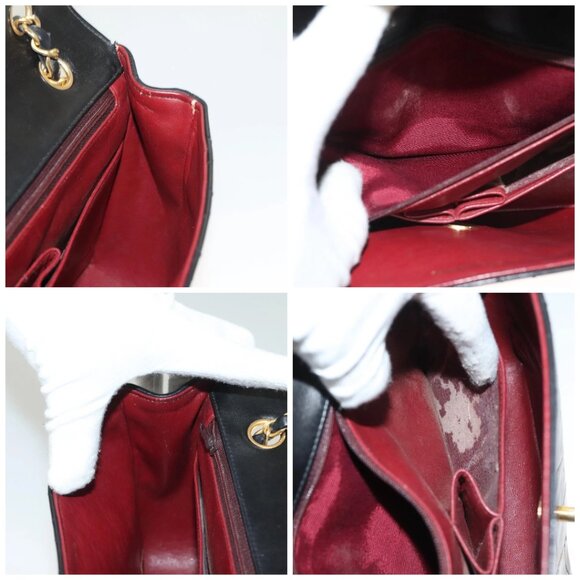 CHANEL Matelasse Chain Shoulder Bag Lamb Skin Black Gold CC Auth - Picture 16 of 16